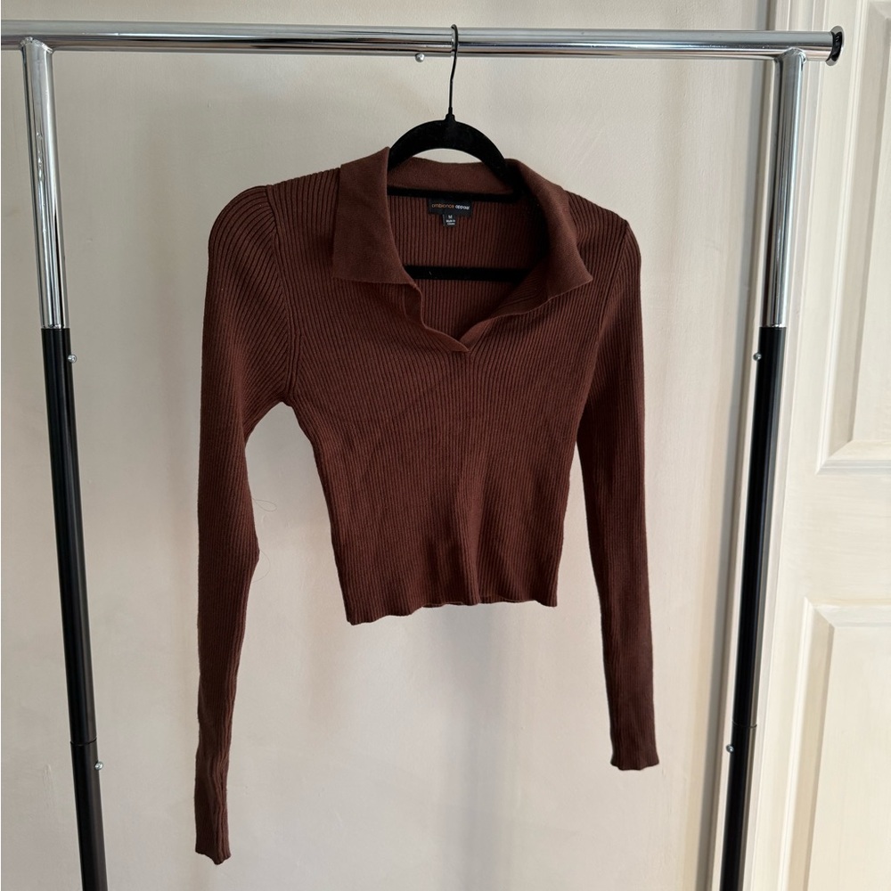 Ambiance Rust Ribbed Knit Top